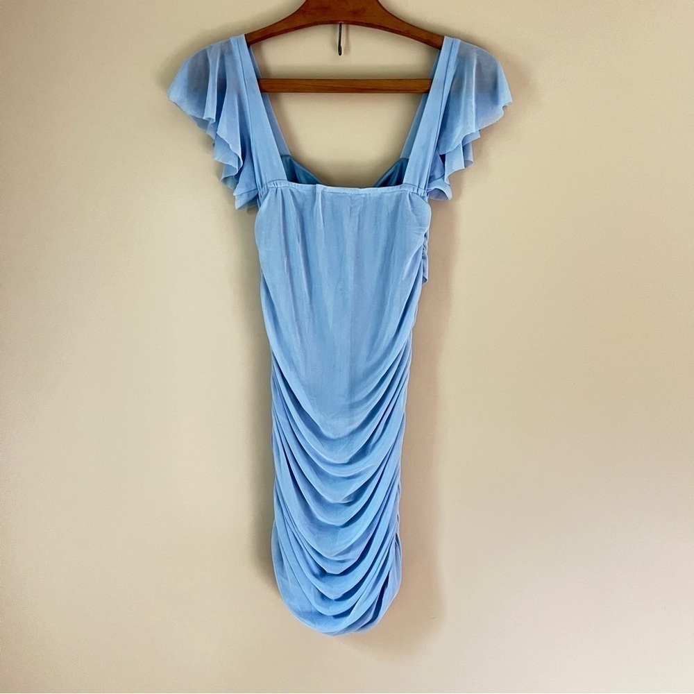 Feiman Blue Ruffle Bodycon Mini Dress - Picture 3 of 5